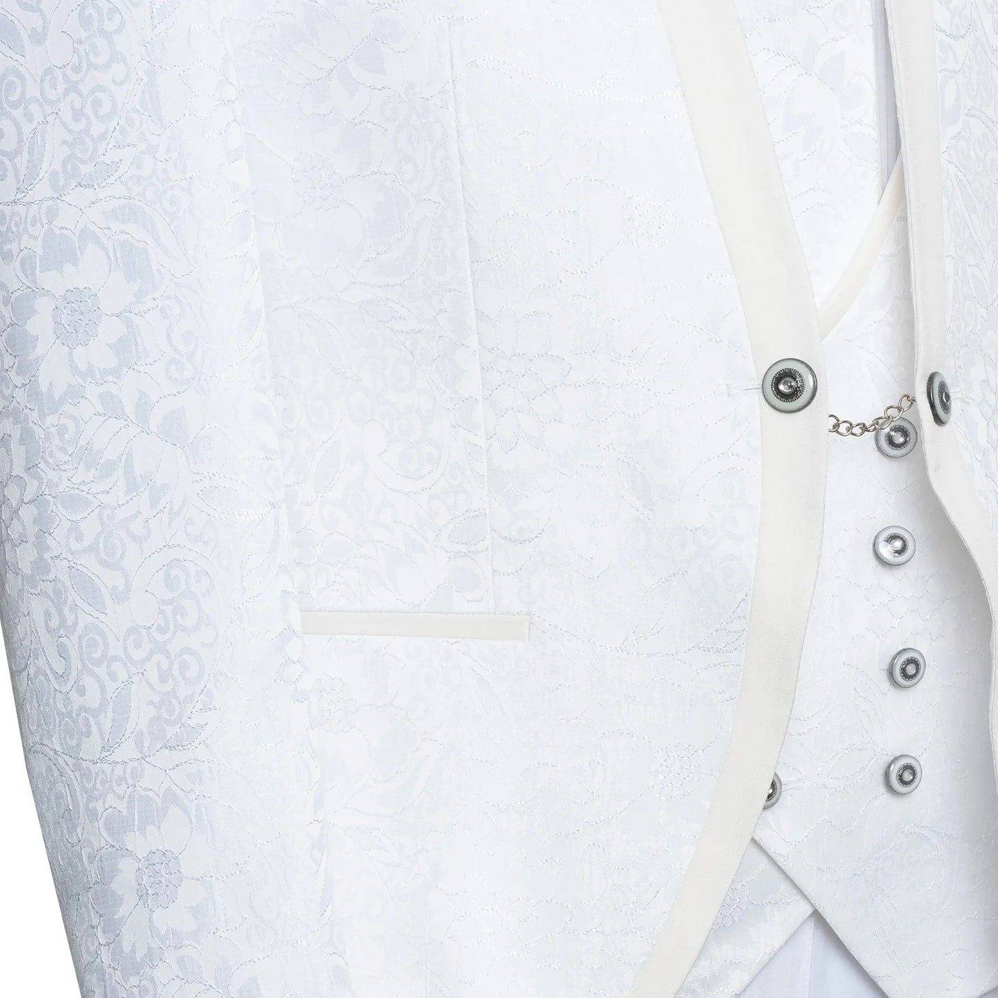 Alistair | White Floral Damask 3-Piece Slim-Fit Western Tuxedo