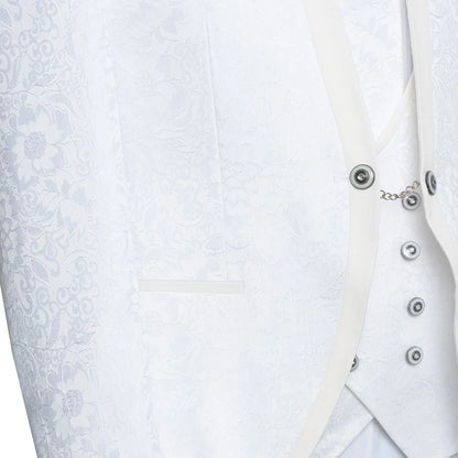 Alistair | White Floral Damask 3-Piece Slim-Fit Western Tuxedo