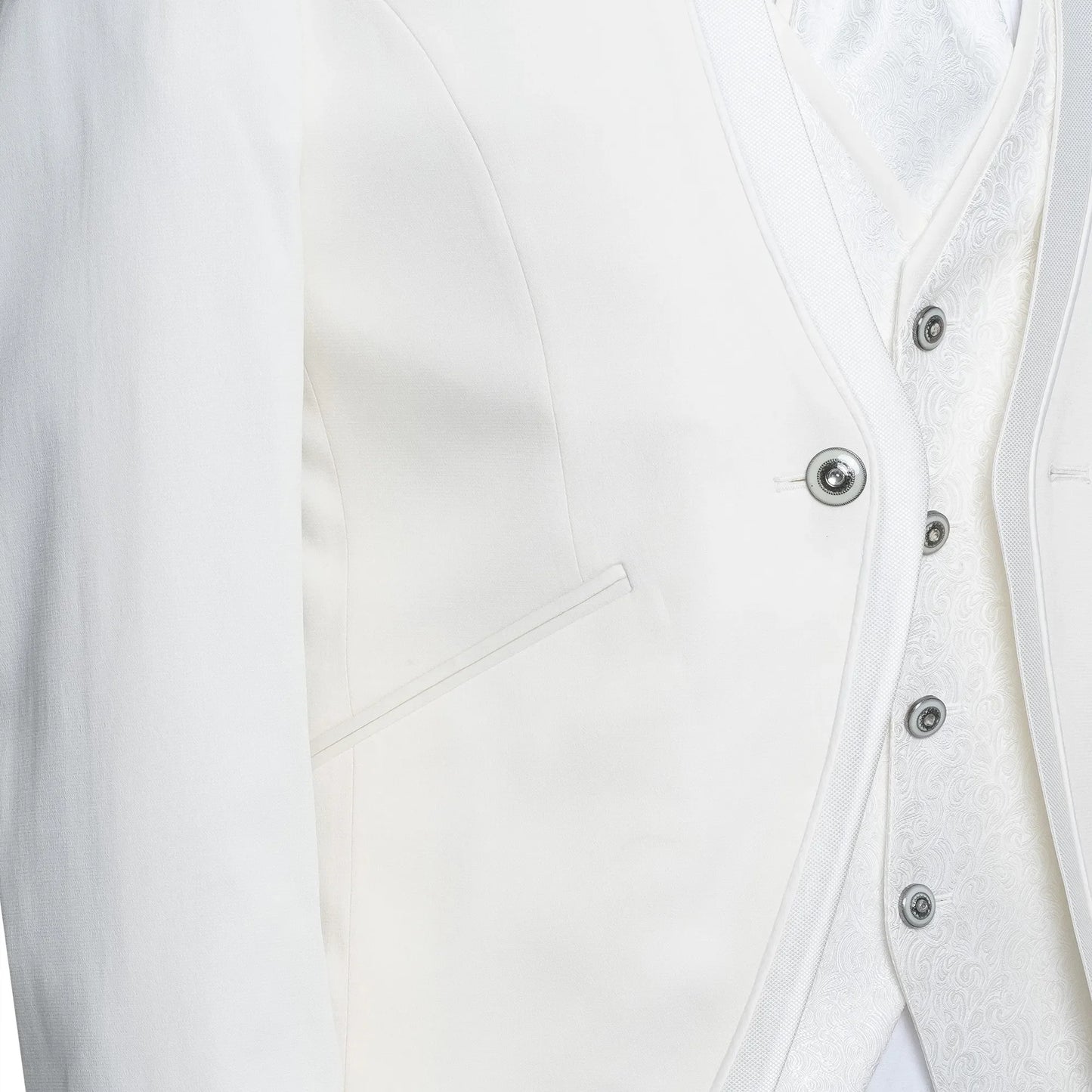 Alistair | White 3-Piece Slim-Fit Western Tuxedo with Paisley Vest