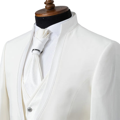 Alistair | White 3-Piece Slim-Fit Western Tuxedo with Paisley Vest