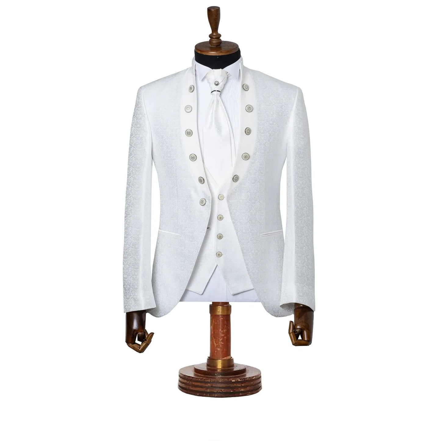 Alistair | White Baroque  3-Piece Slim-Fit Western Tuxedo