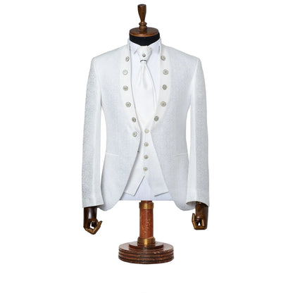 Alistair | White Baroque  3-Piece Slim-Fit Western Tuxedo