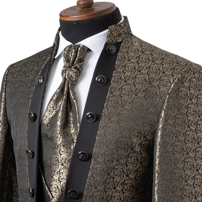 Alistair | Black Filigree 3-Piece Slim-Fit Western Tuxedo