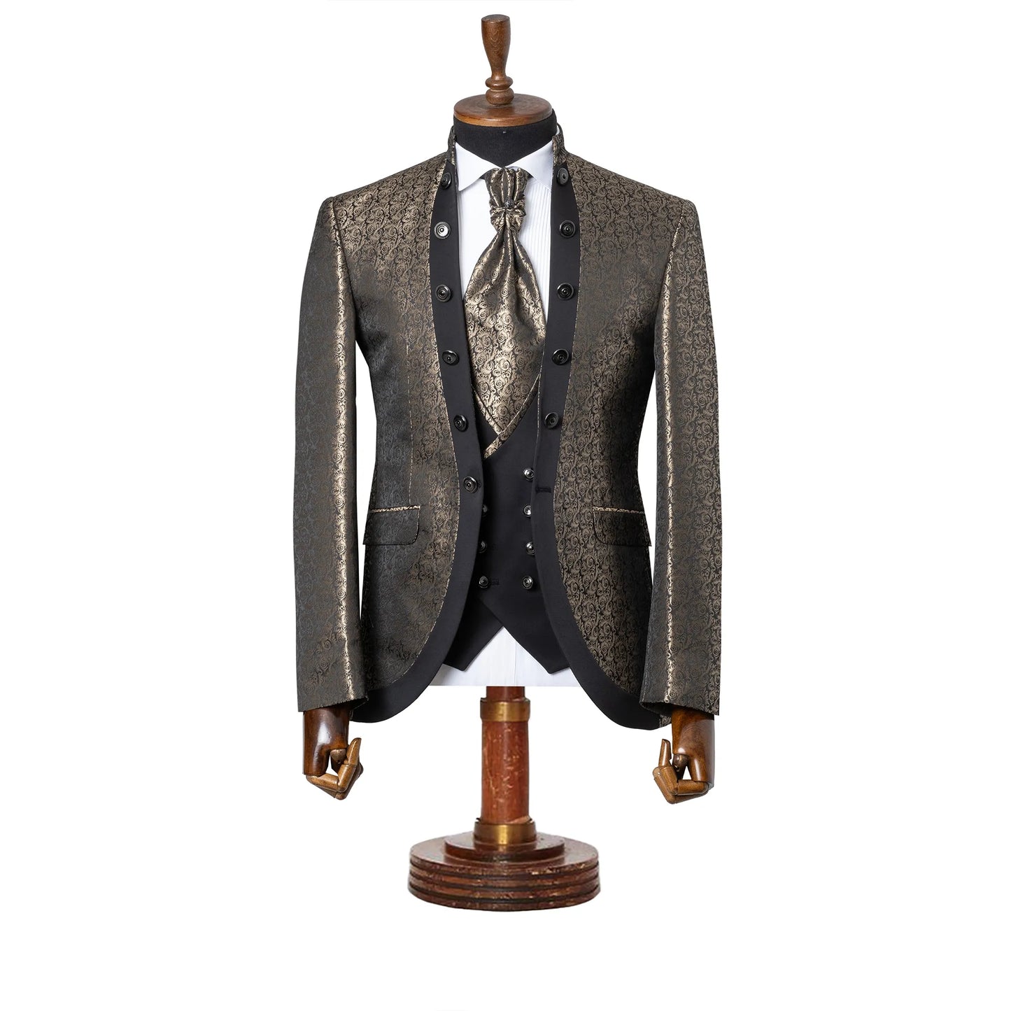 Alistair | Black Filigree 3-Piece Slim-Fit Western Tuxedo