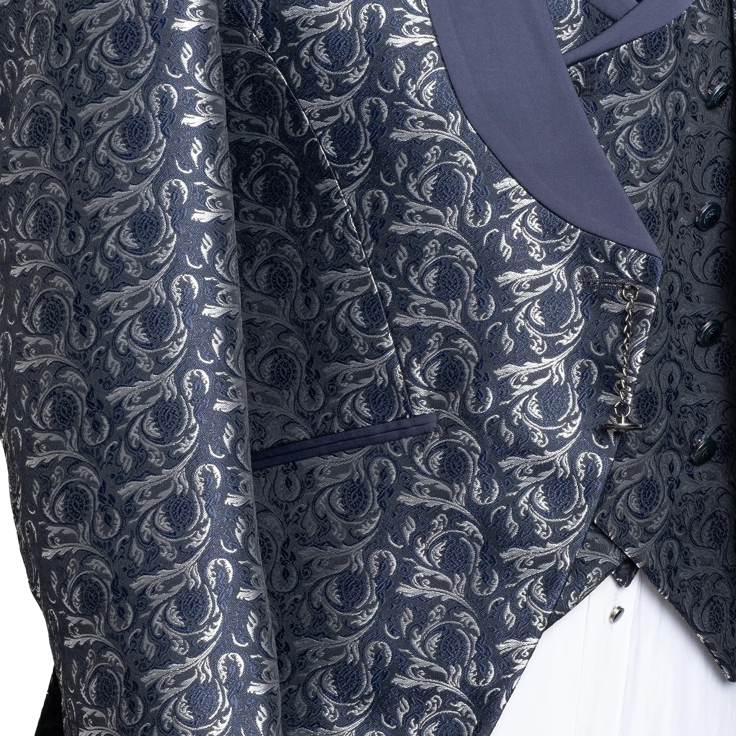 Alistair | Navy Blue Filigree 3-Piece Slim-Fit Western Tuxedo