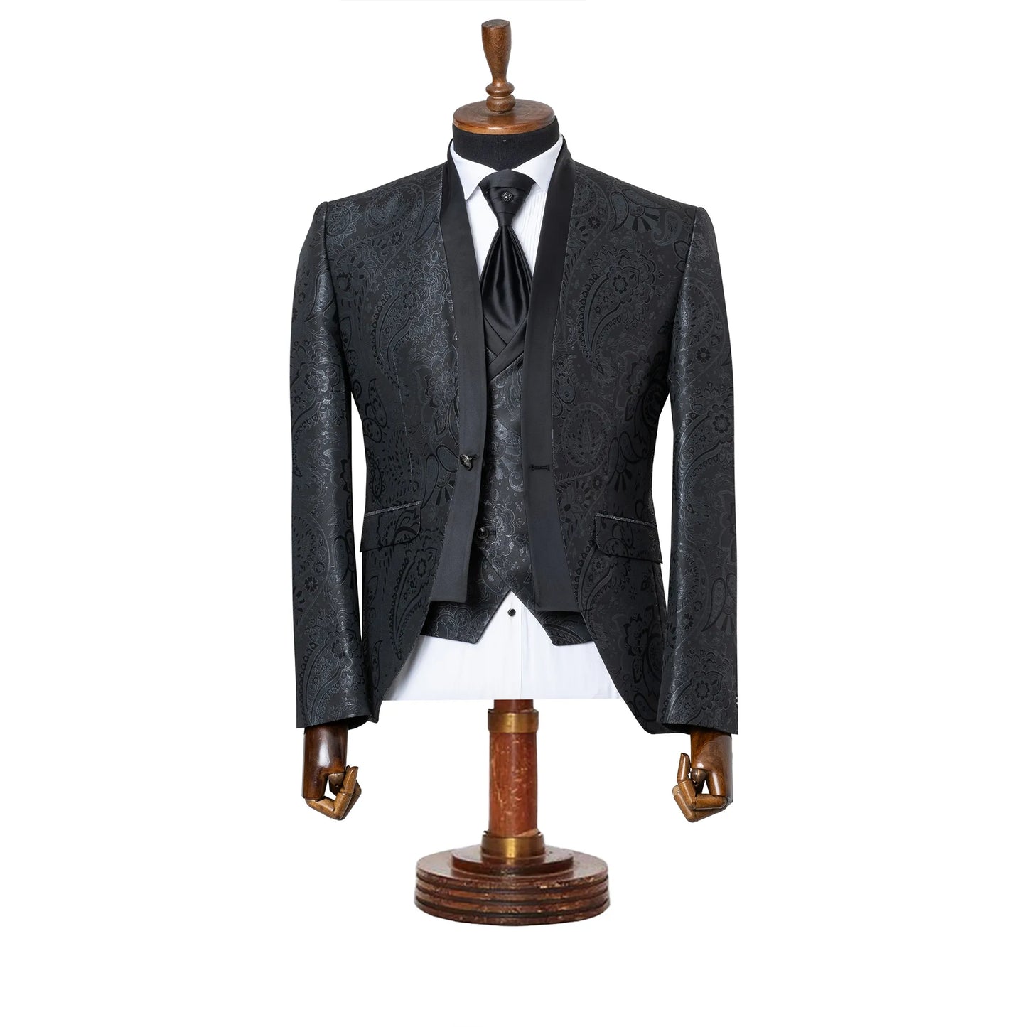 Alistair | Black Paisley 3-Piece Slim-Fit Western Tuxedo