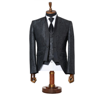 Alistair | Black Paisley 3-Piece Slim-Fit Western Tuxedo