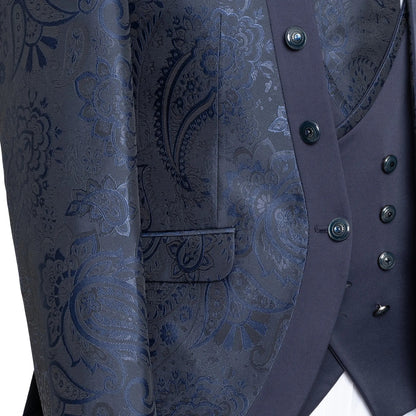 Alistair | Navy Paisley 3-Piece Slim-Fit Western Tuxedo