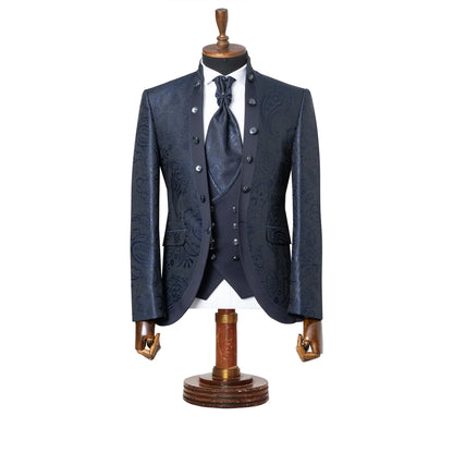 Alistair | Navy Paisley 3-Piece Slim-Fit Western Tuxedo