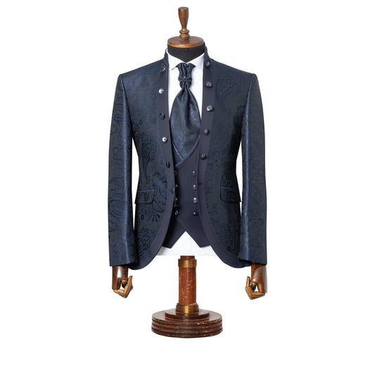 Alistair | Navy Paisley 3-Piece Slim-Fit Western Tuxedo