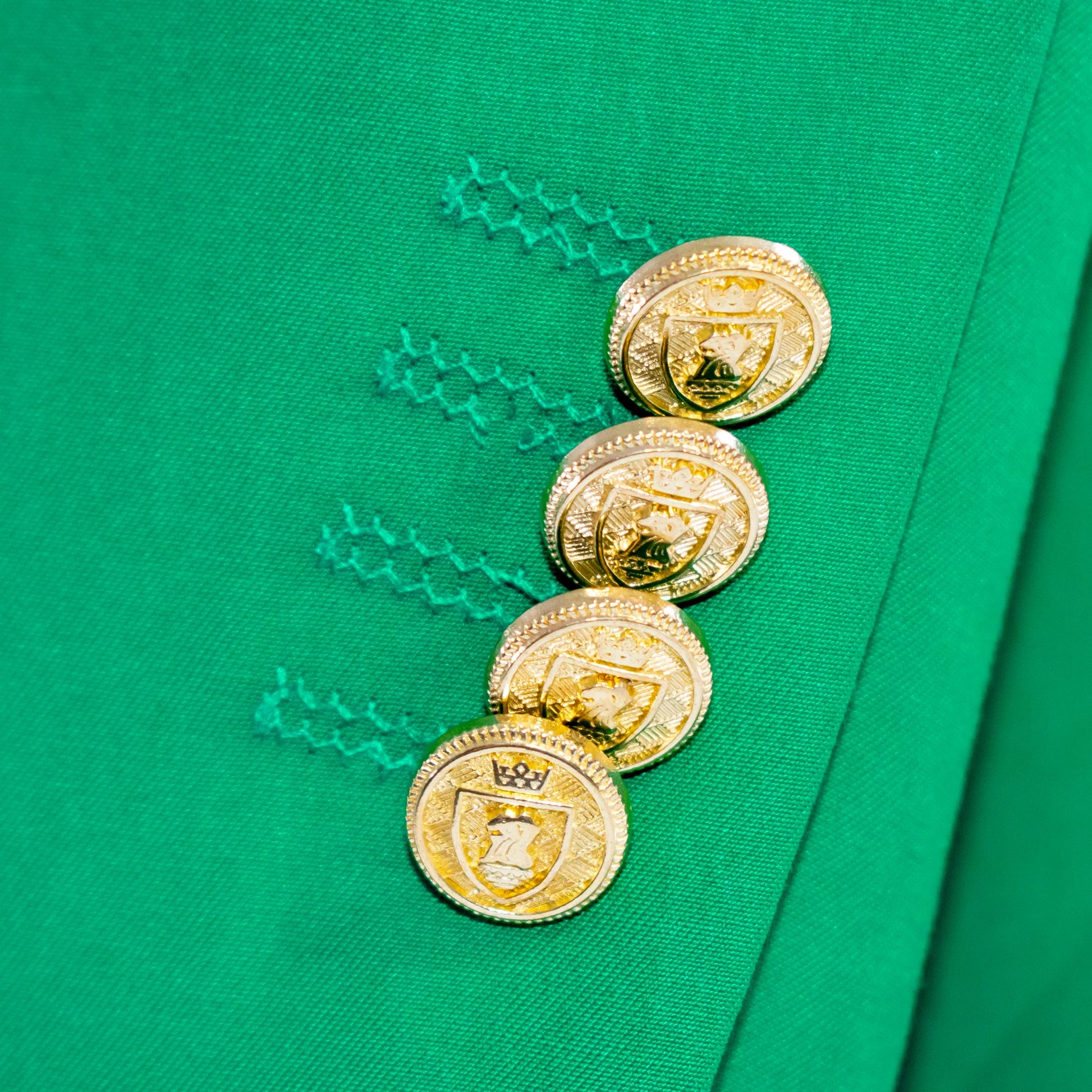 Men's Green Double-Breasted Slim-Fit Suit With Peak Lapels