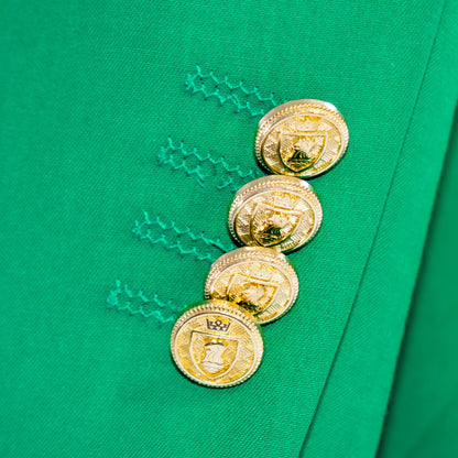 Men's Green Double-Breasted Slim-Fit Suit With Peak Lapels