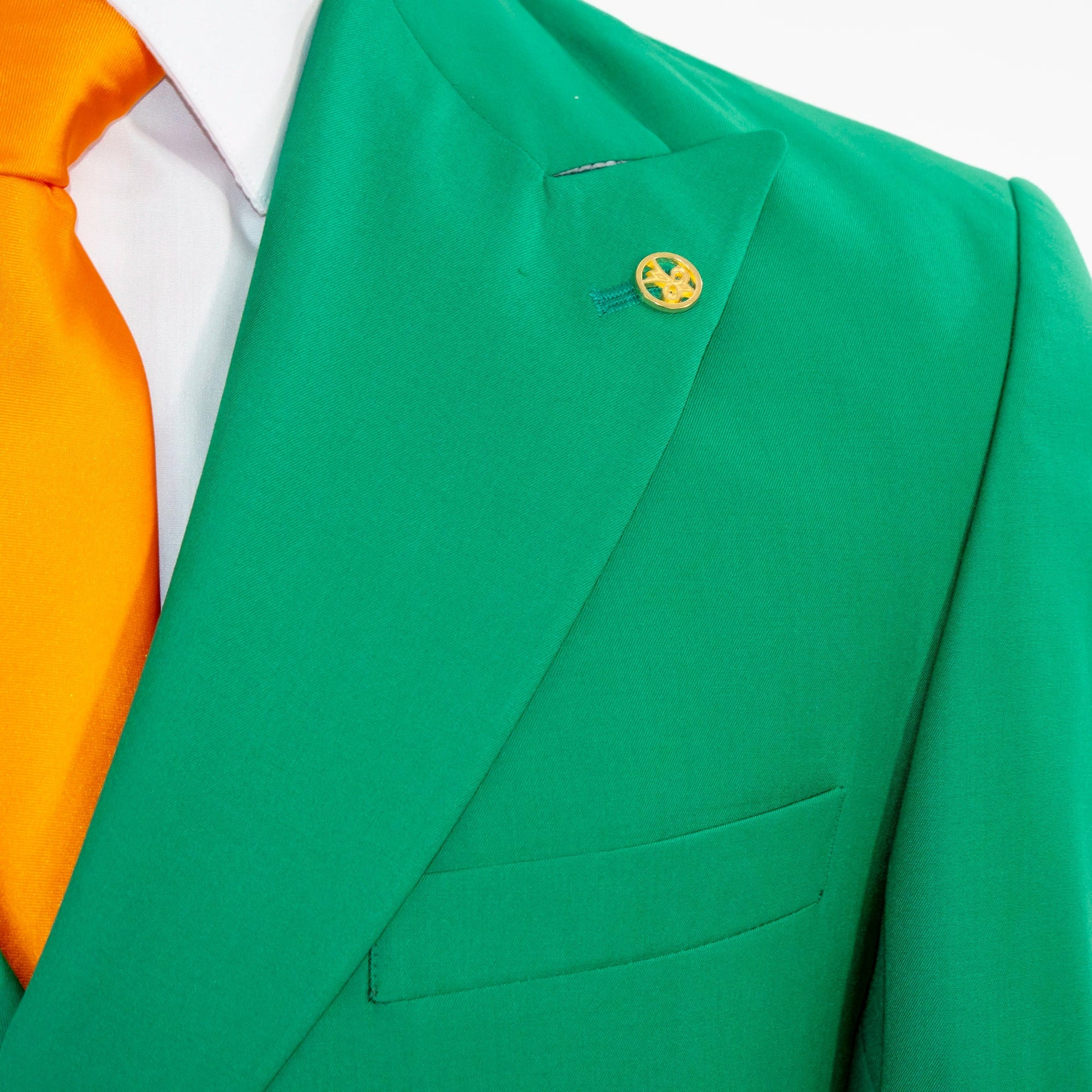 Men's Green Double-Breasted Slim-Fit Suit With Peak Lapels