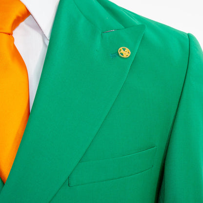 Men's Green Double-Breasted Slim-Fit Suit With Peak Lapels