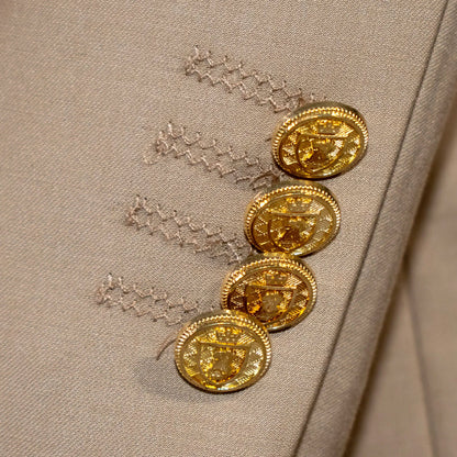 Dark Khaki Double-Breasted 2-Piece Slim-Fit Suit