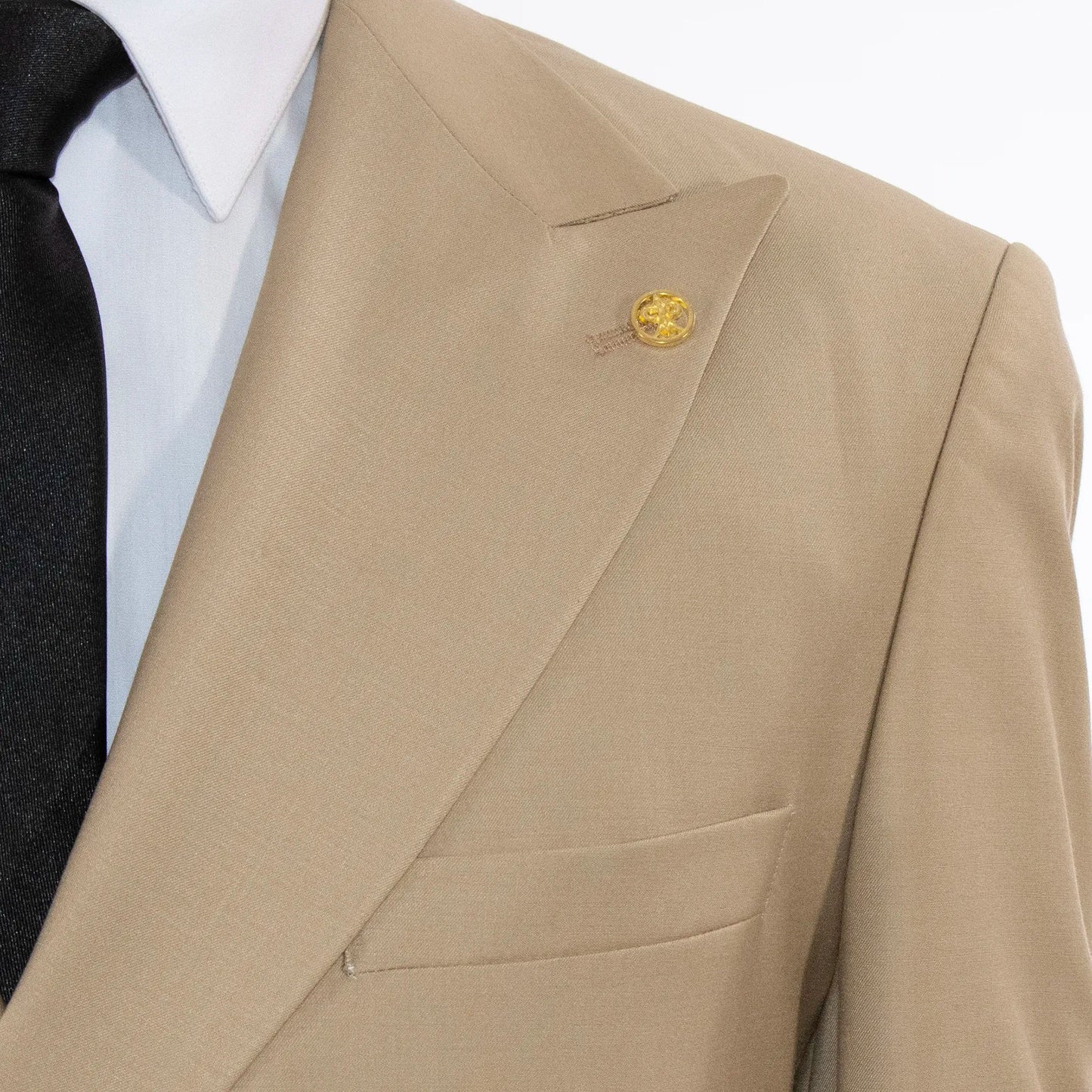 Dark Khaki Double-Breasted 2-Piece Slim-Fit Suit