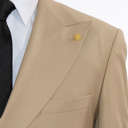 Dark Khaki Double-Breasted 2-Piece Slim-Fit Suit