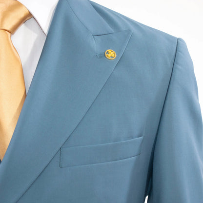 Slate Blue Double-Breasted 2-Piece Slim-Fit Suit