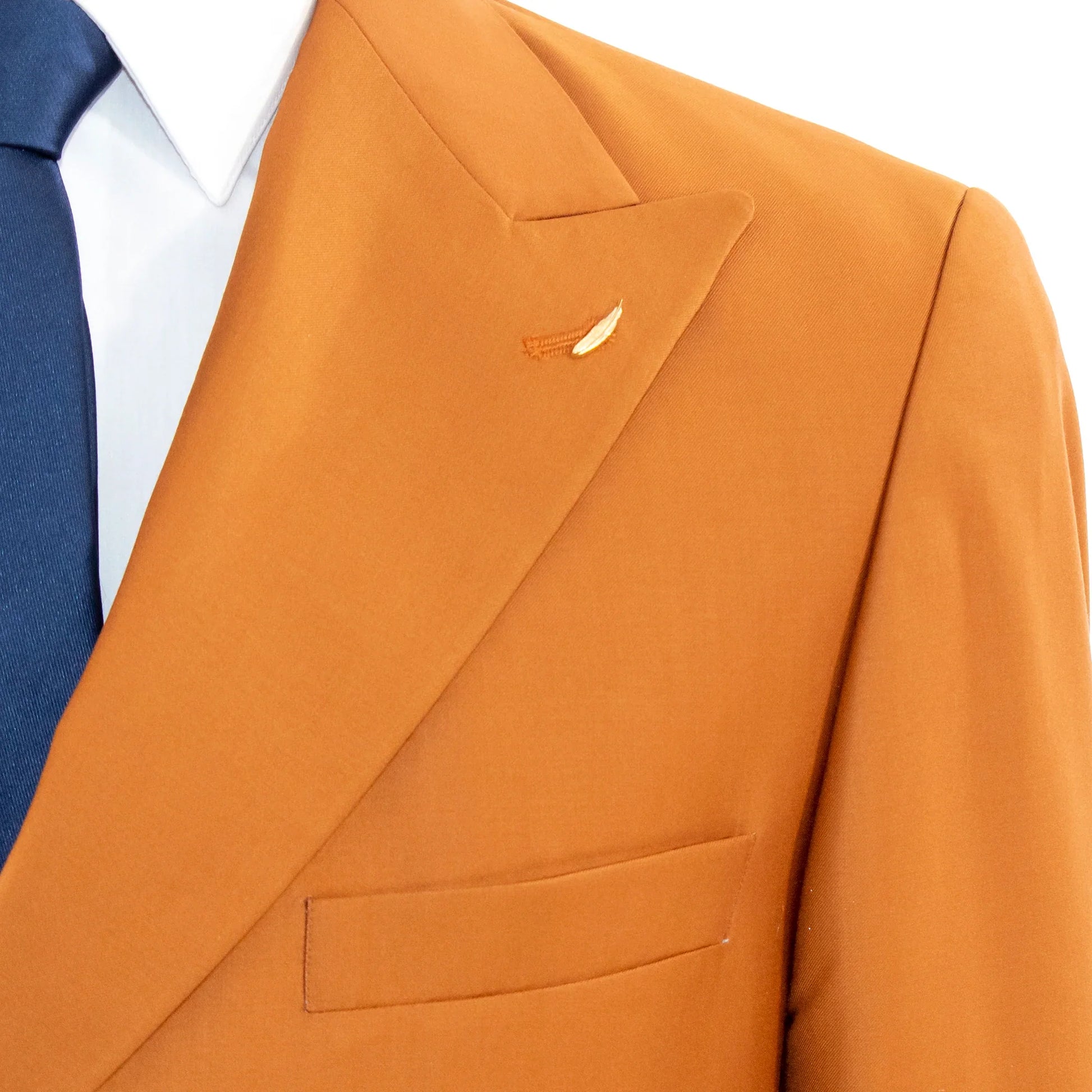 Men's Rust Brown Double-Breasted Slim-Fit Suit With Peak Lapels