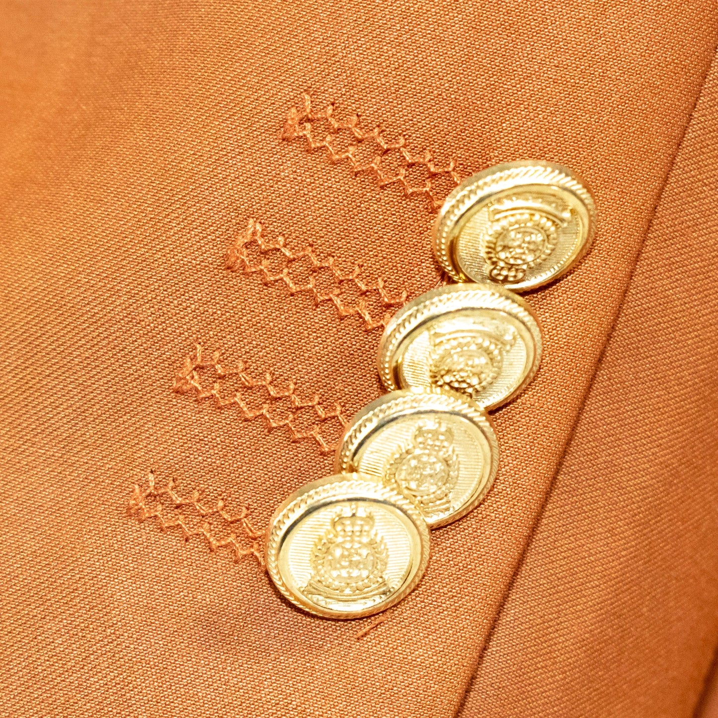 Men's Rust Brown Double-Breasted Slim-Fit Suit With Peak Lapels