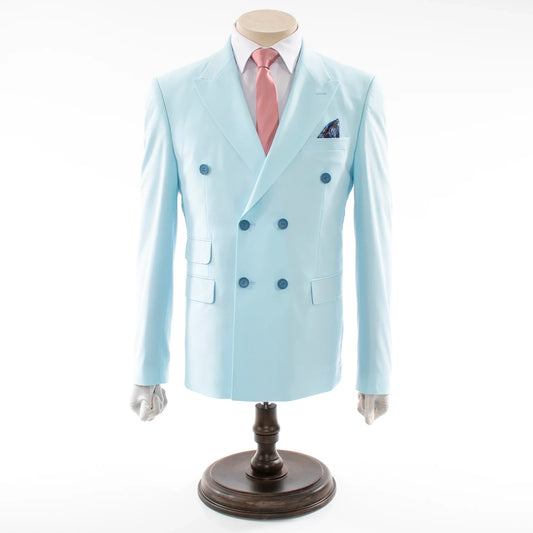 Powder Blue Double-Breasted 2-Piece Slim-Fit Suit