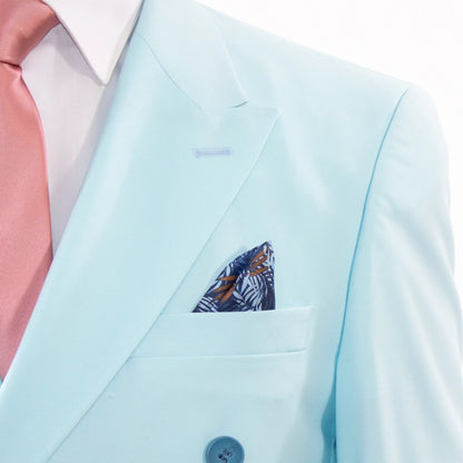 Powder Blue Double-Breasted 2-Piece Slim-Fit Suit