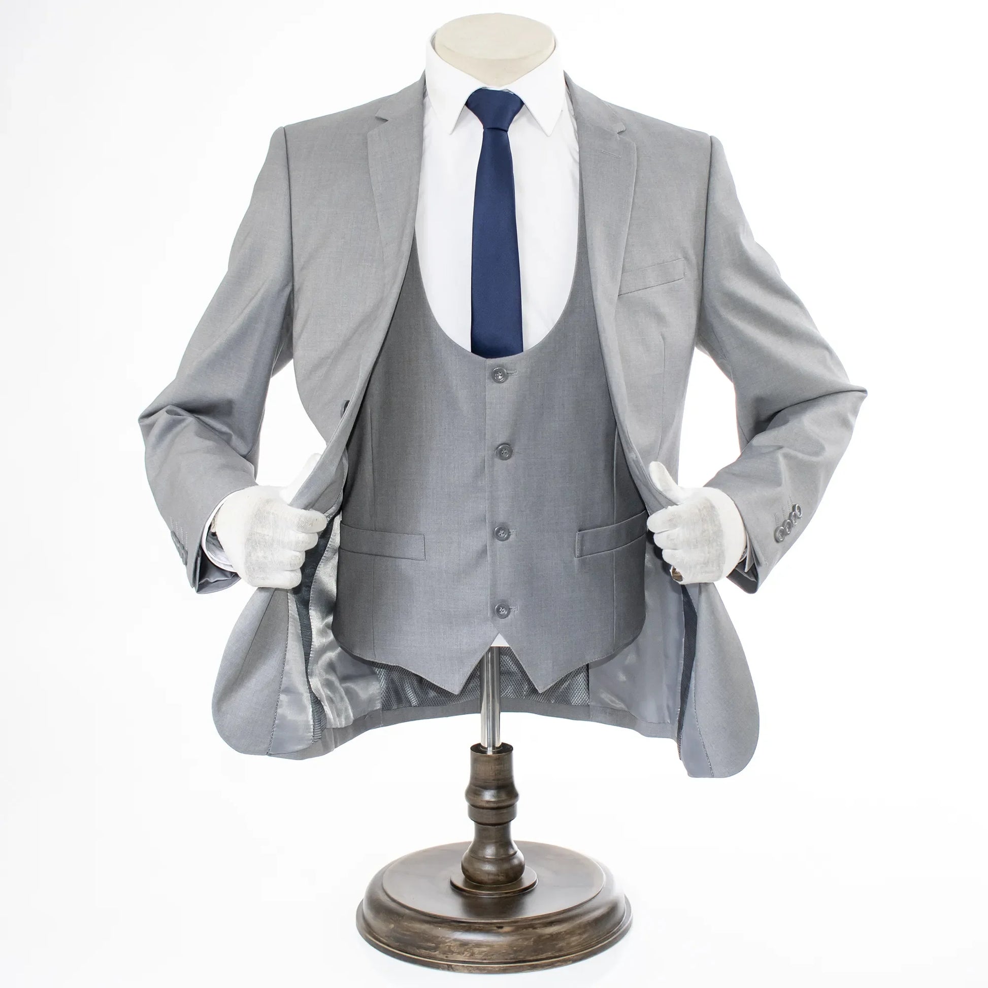 Men's Light Gray 3-Piece Ultra-Slim Suit