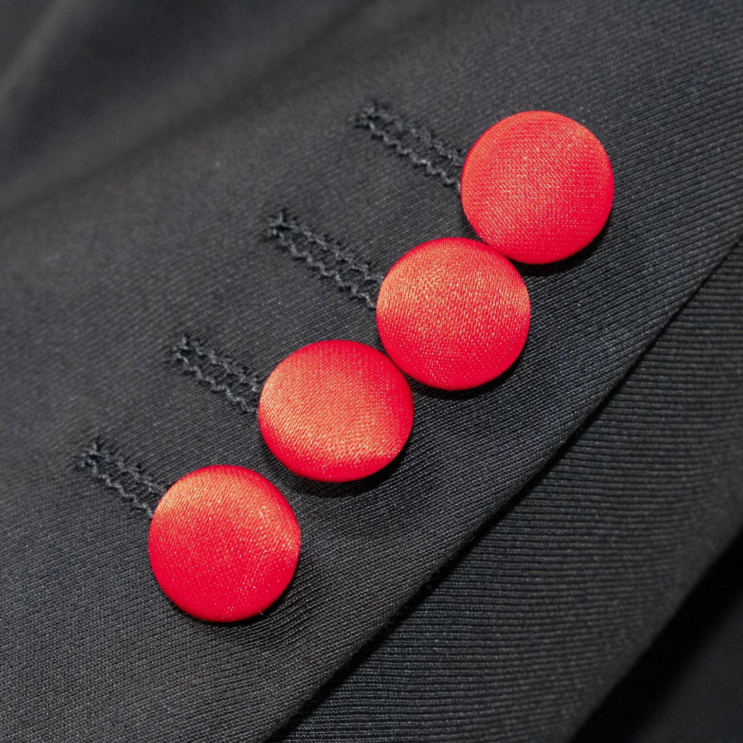 Red Trim on Black Stretch 3-Piece Slim-Fit Tuxedo