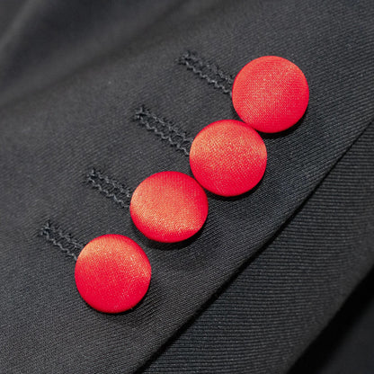 Red Trim on Black Stretch 3-Piece Slim-Fit Tuxedo