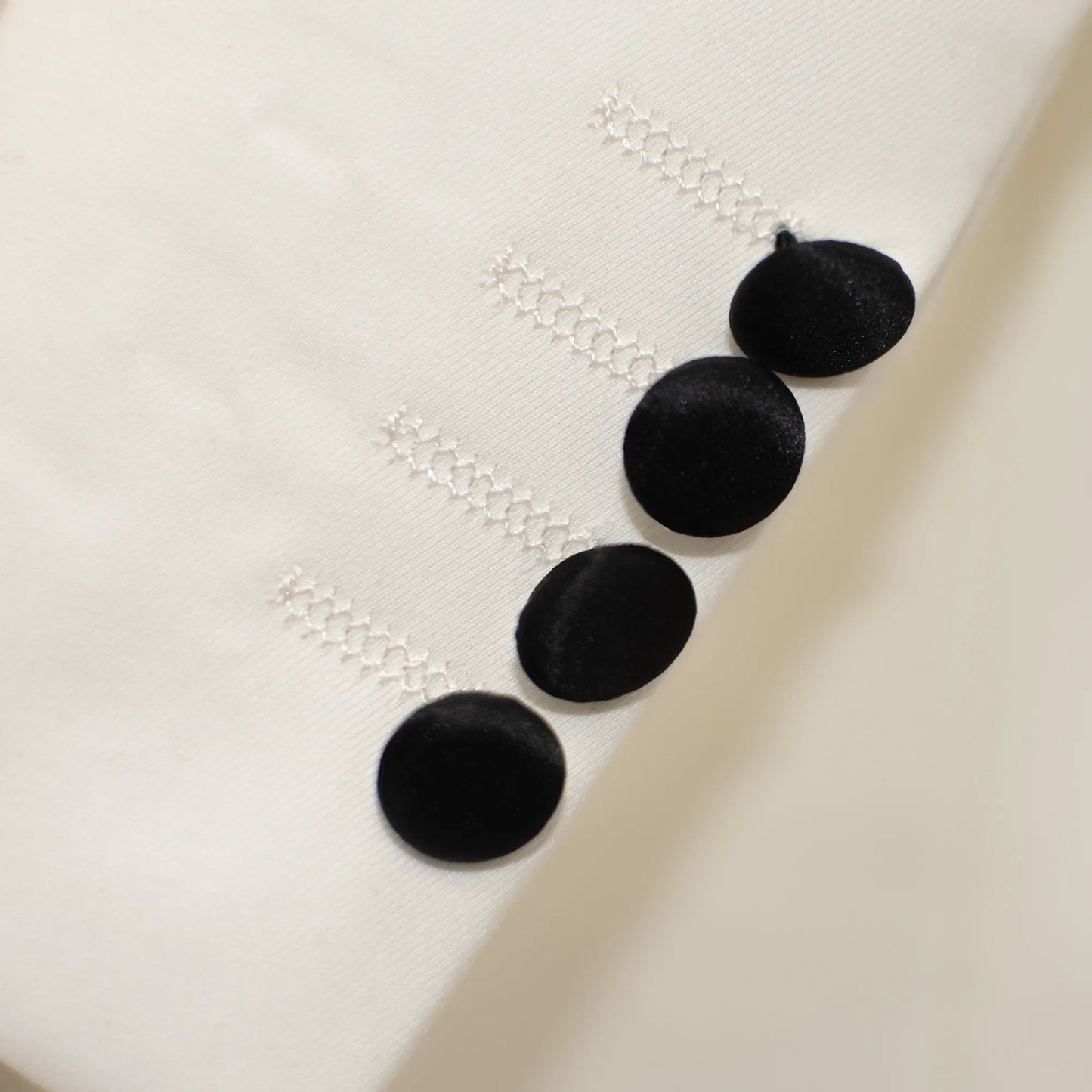 Black Trim on Cream Stretch 3-Piece Slim-Fit Tuxedo