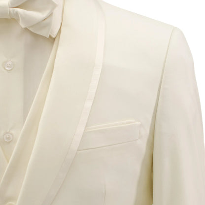 Cream Trim on Cream Stretch 3-Piece Slim-Fit Tuxedo