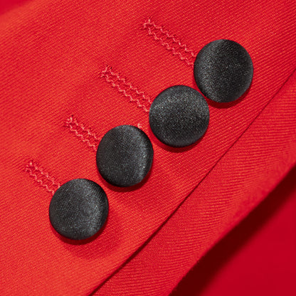 Black Trim on Red Stretch 3-Piece Slim-Fit Tuxedo