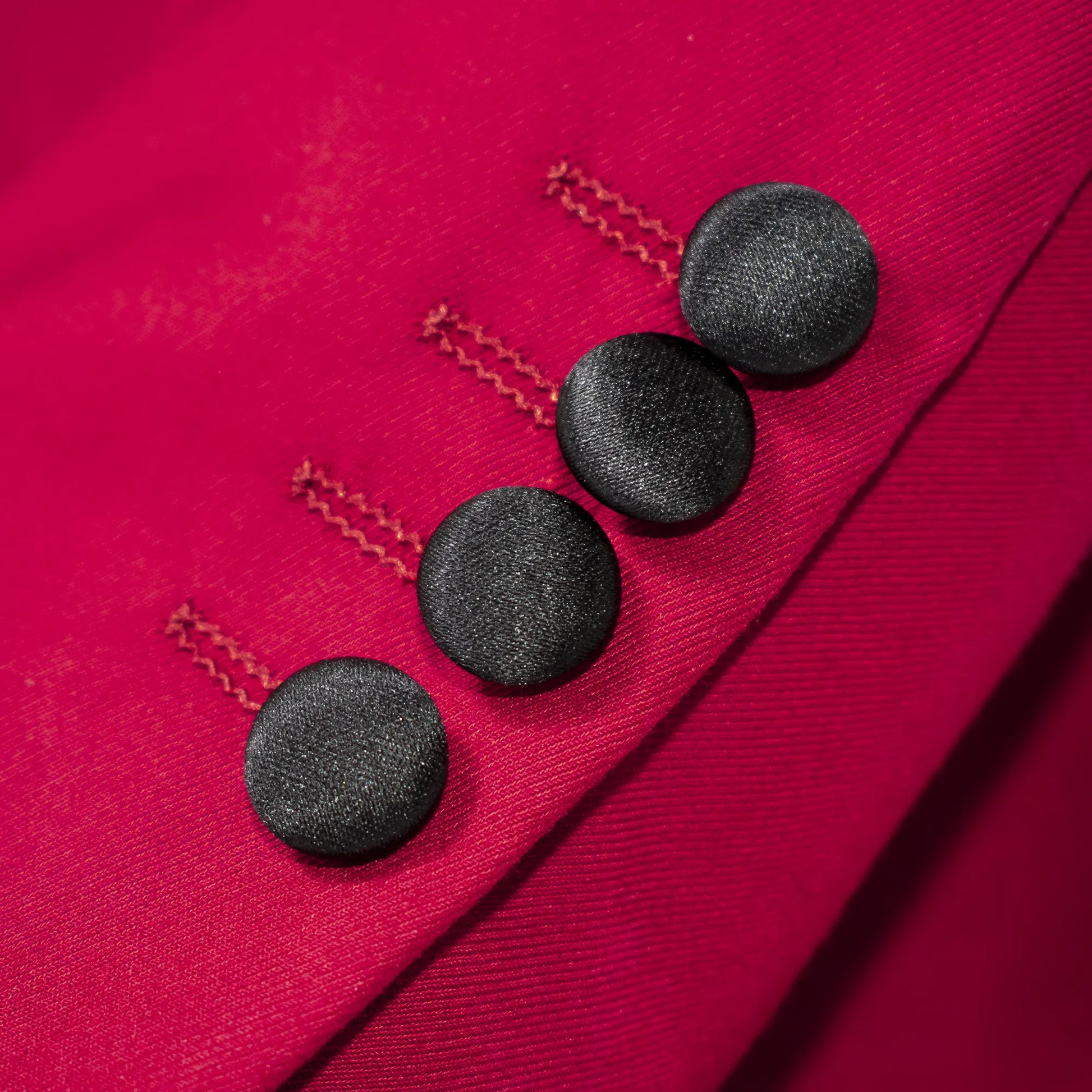 Black Trim on Ruby Red Stretch 3-Piece Slim-Fit Tuxedo