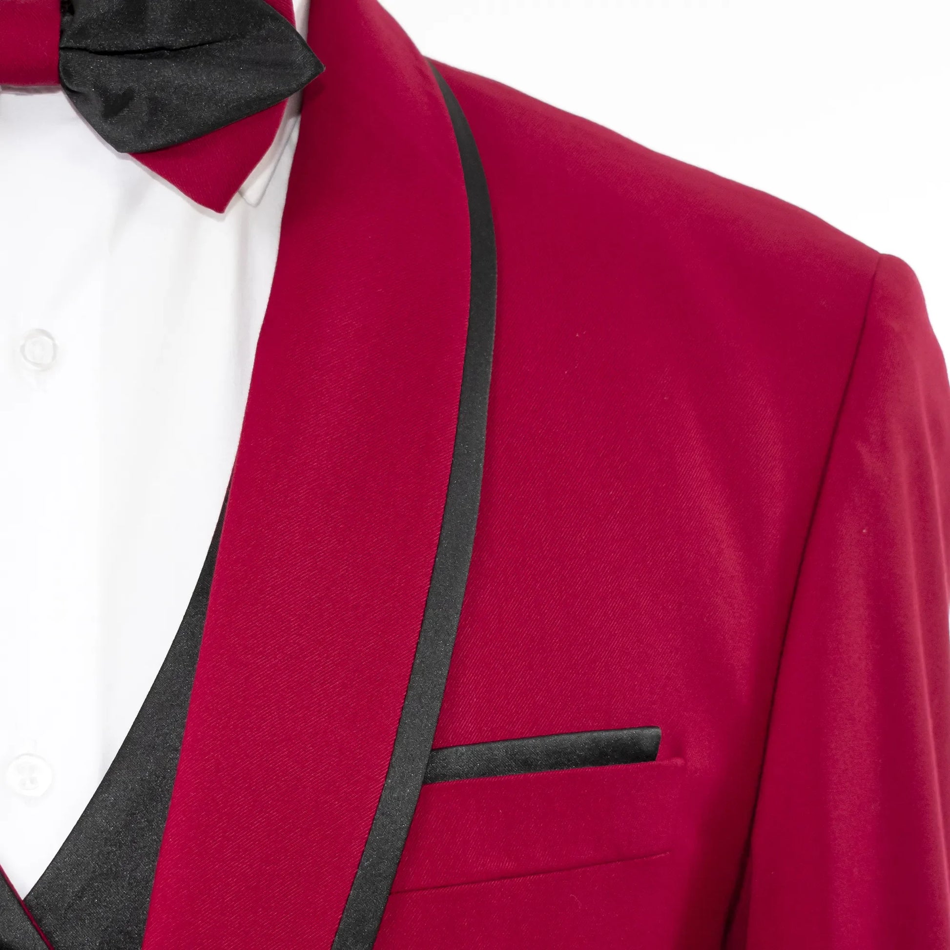 Black Trim on Ruby Red Stretch 3-Piece Slim-Fit Tuxedo