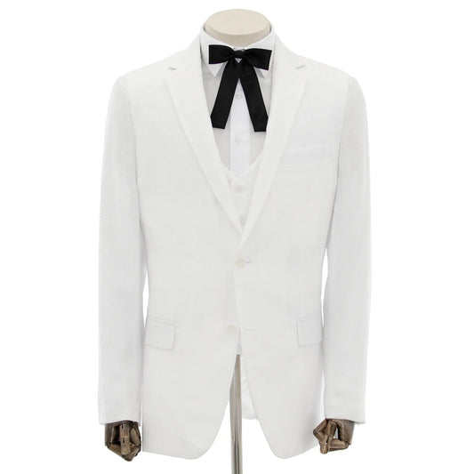 White Seersucker 3-Piece Modern-Fit Suit