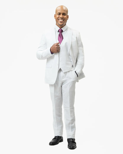 White Seersucker 3-Piece Modern-Fit Suit