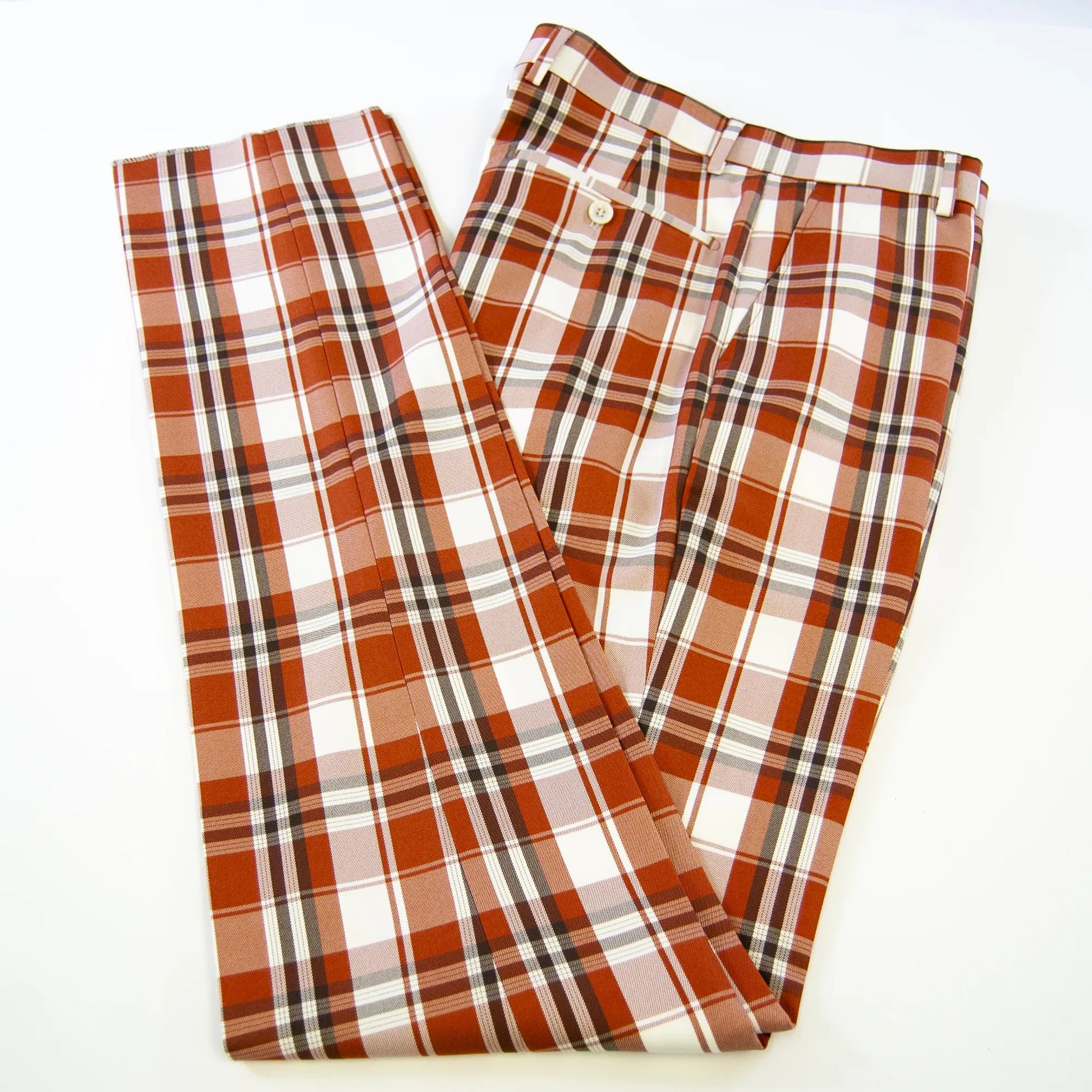 White With Rust Plaid 3-Piece Slim-Fit Tuxedo