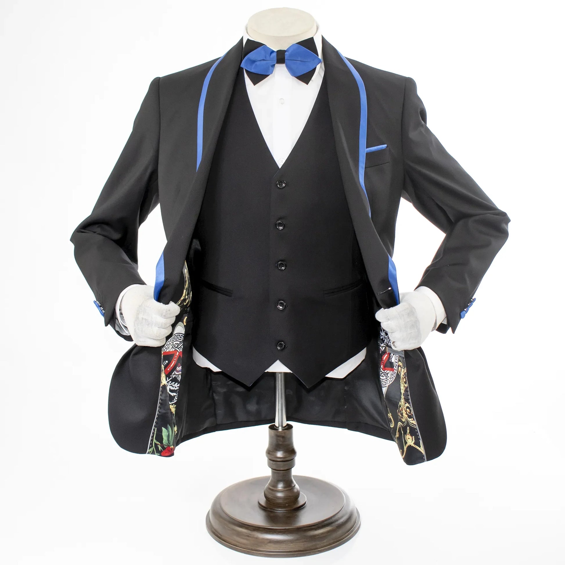 Royal Trim on Black Stretch 3-Piece Slim-Fit Tuxedo