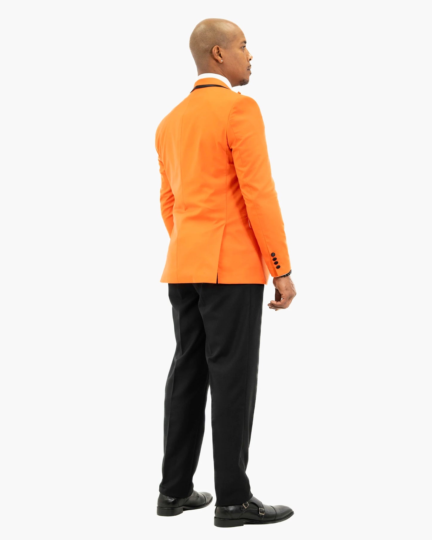 Black Trim on Orange Stretch 3-Piece Slim-Fit Tuxedo