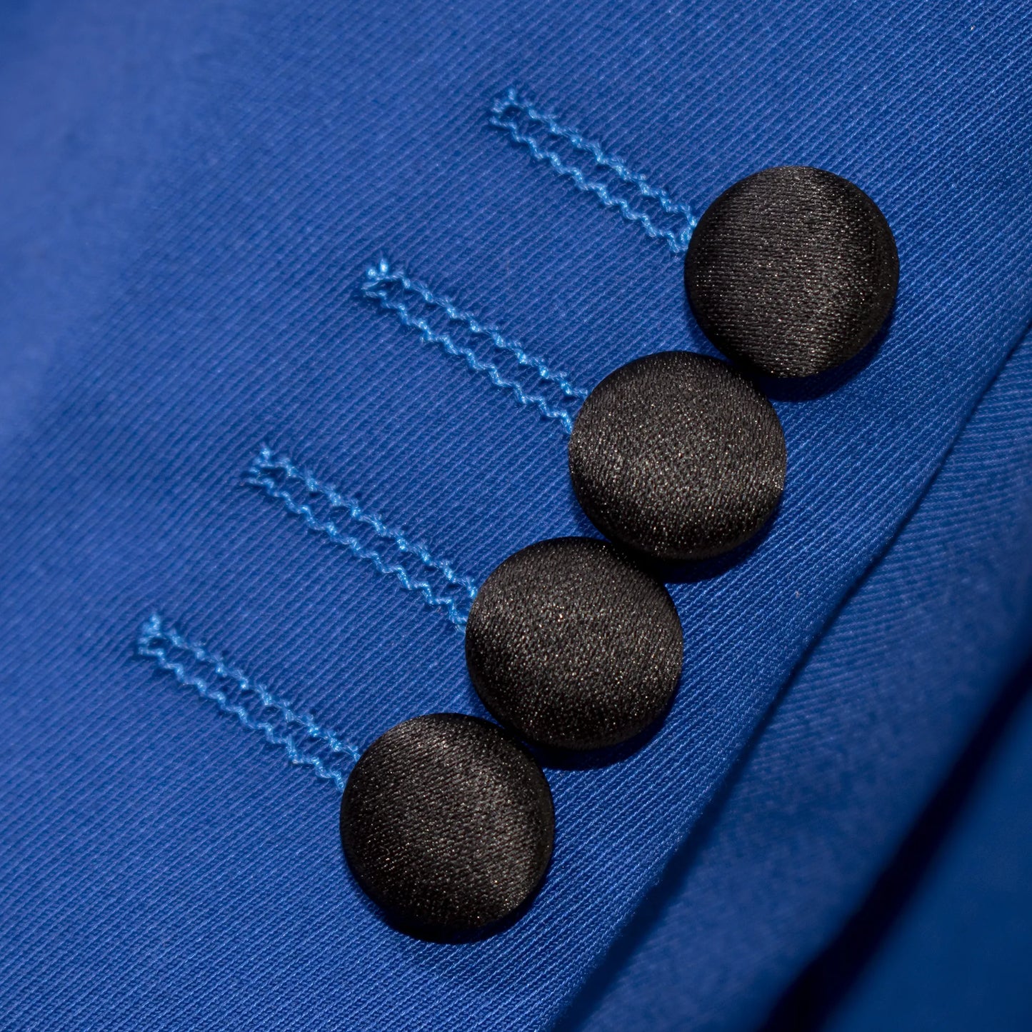 Black Trim on Royal Blue Stretch 3-Piece Slim-Fit Tuxedo