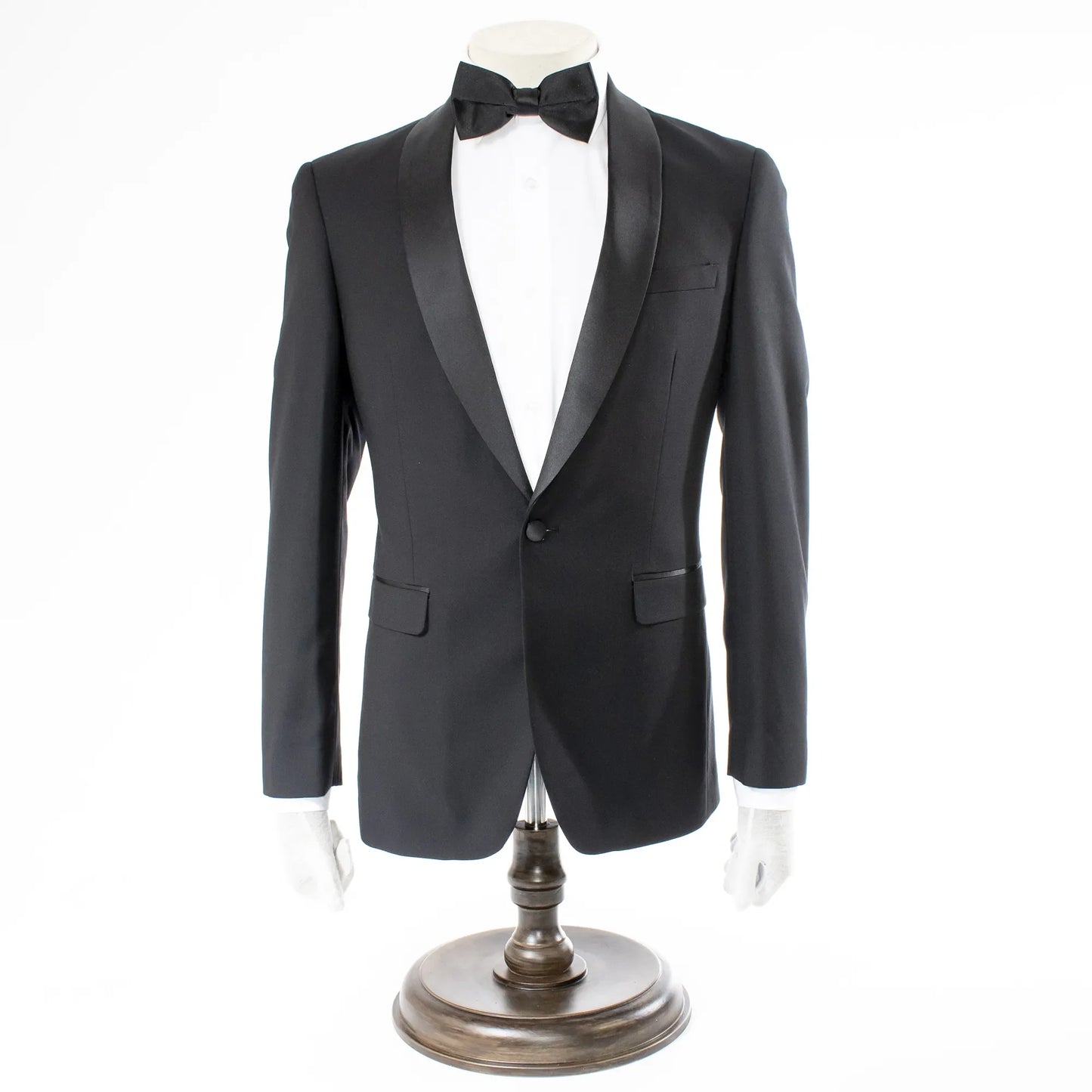 Men's Black Slim-Fit Tuxedo With Satin Shawl Lapels