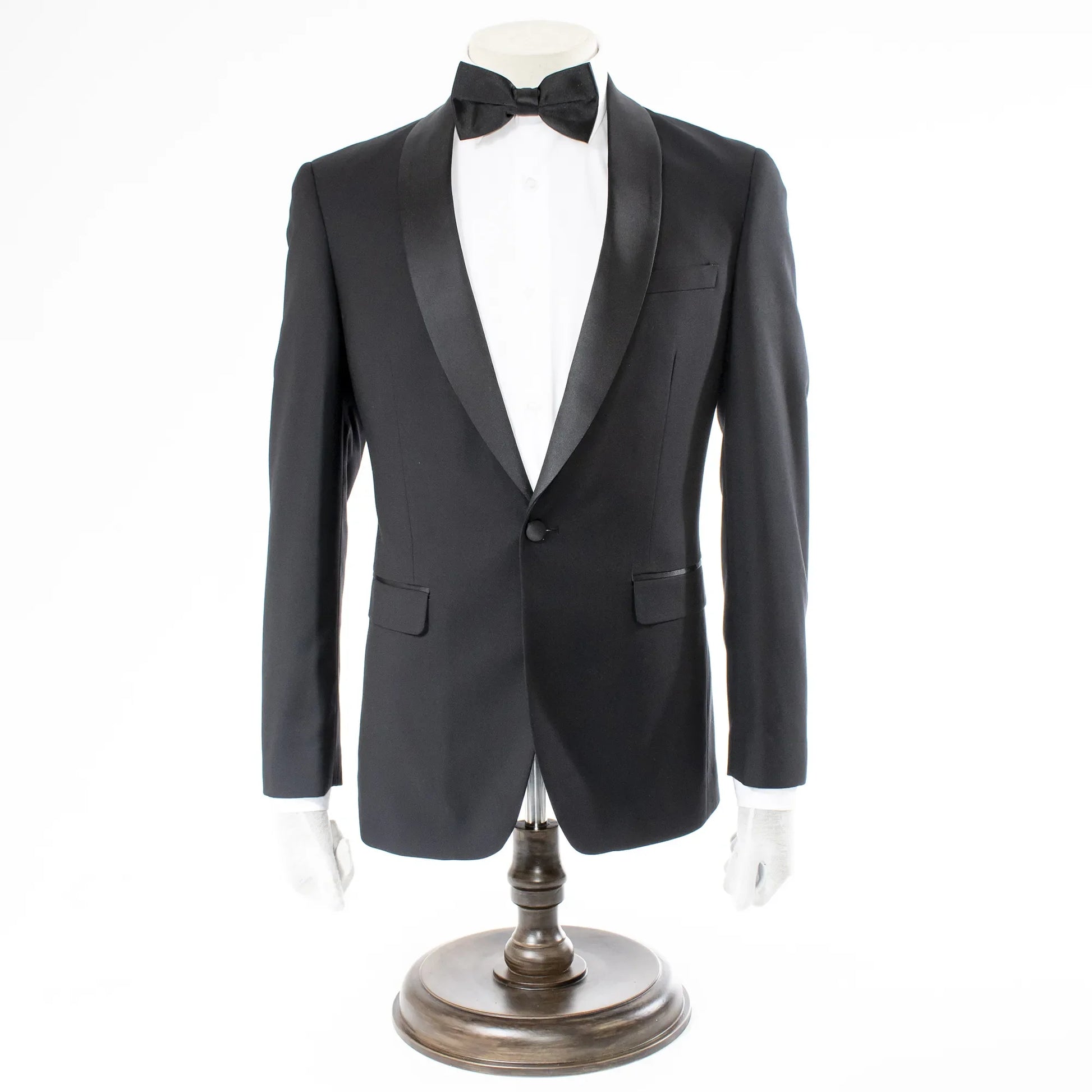 Men's Black Slim-Fit Tuxedo With Satin Shawl Lapels