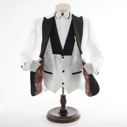 Men's White Floral 3-Piece Tuxedo Vest