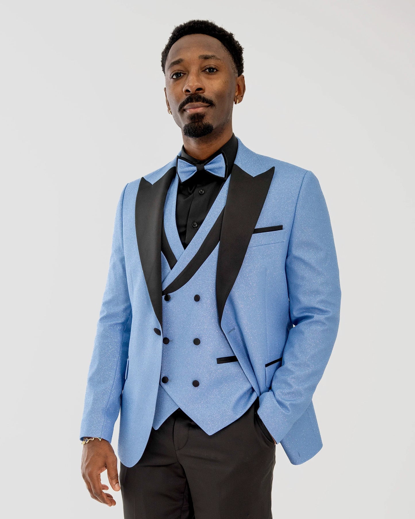 Dante | Ice Blue Glitter 3-Piece Tailored-Fit Tuxedo