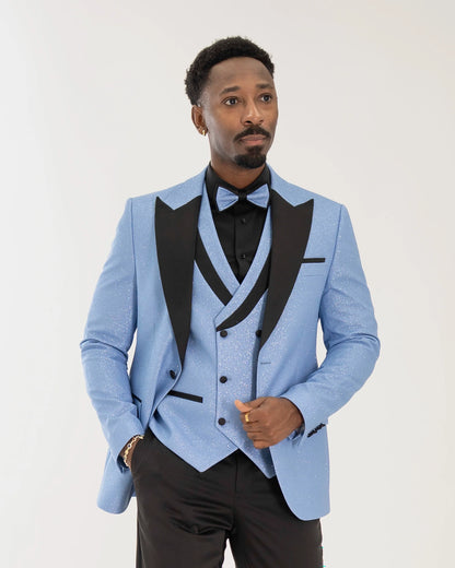 Dante | Ice Blue Glitter 3-Piece Tailored-Fit Tuxedo