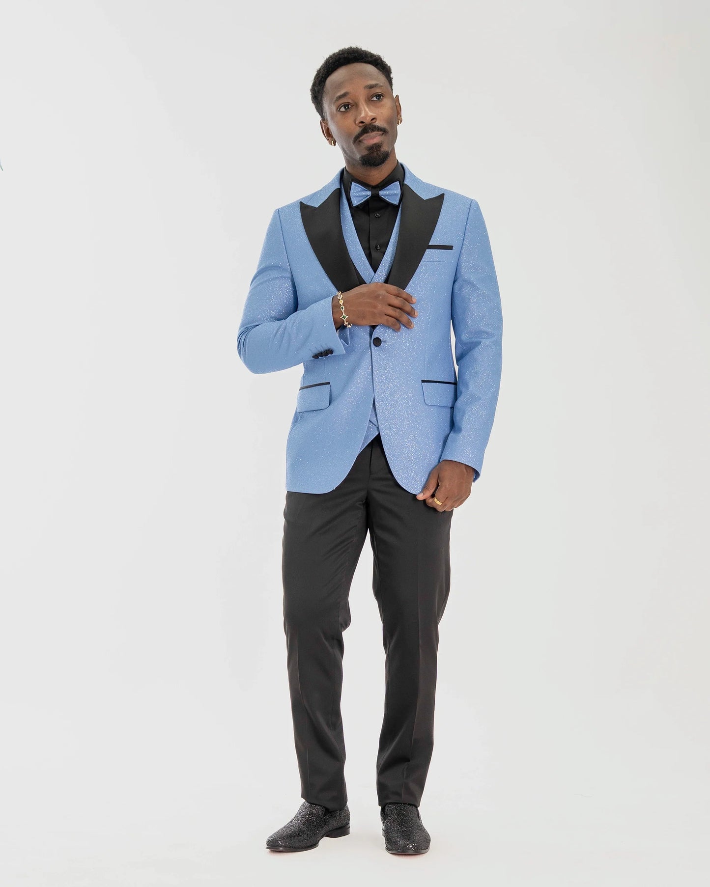Dante | Ice Blue Glitter 3-Piece Tailored-Fit Tuxedo