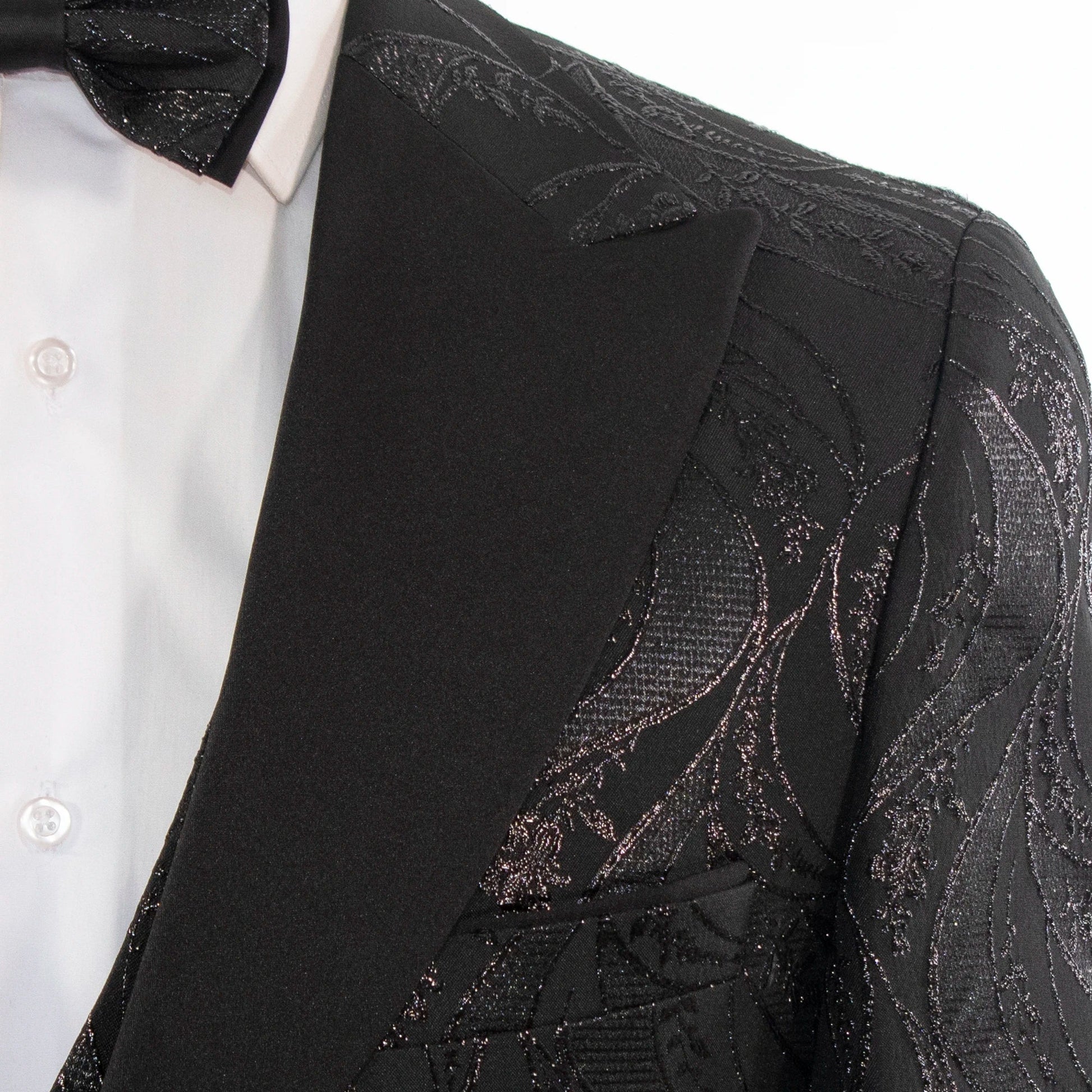 Men's Black Paisley 3-Piece Tuxedo Peak Lapel