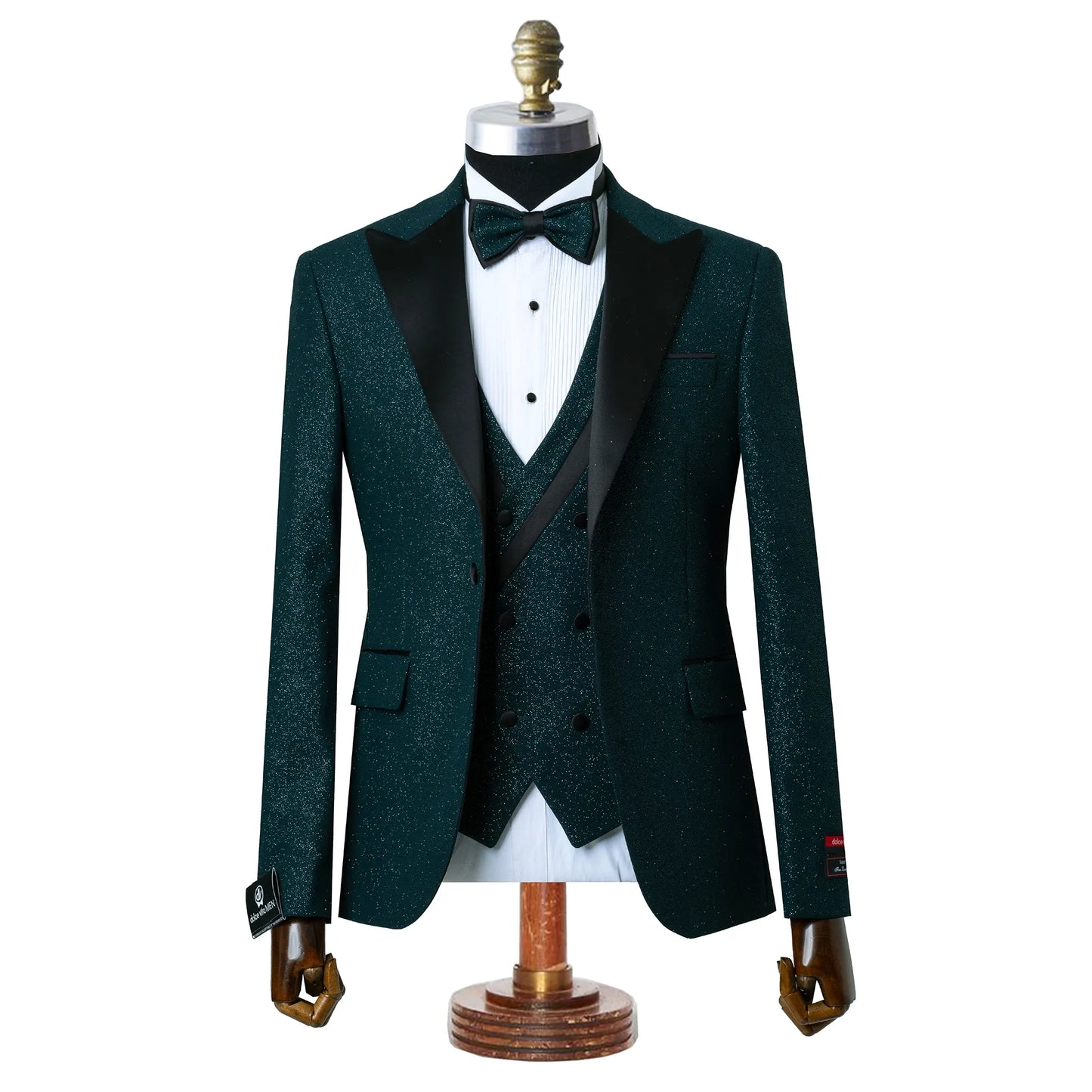 Dante | Forest Green Glitter 3-Piece Tailored-Fit Tuxedo