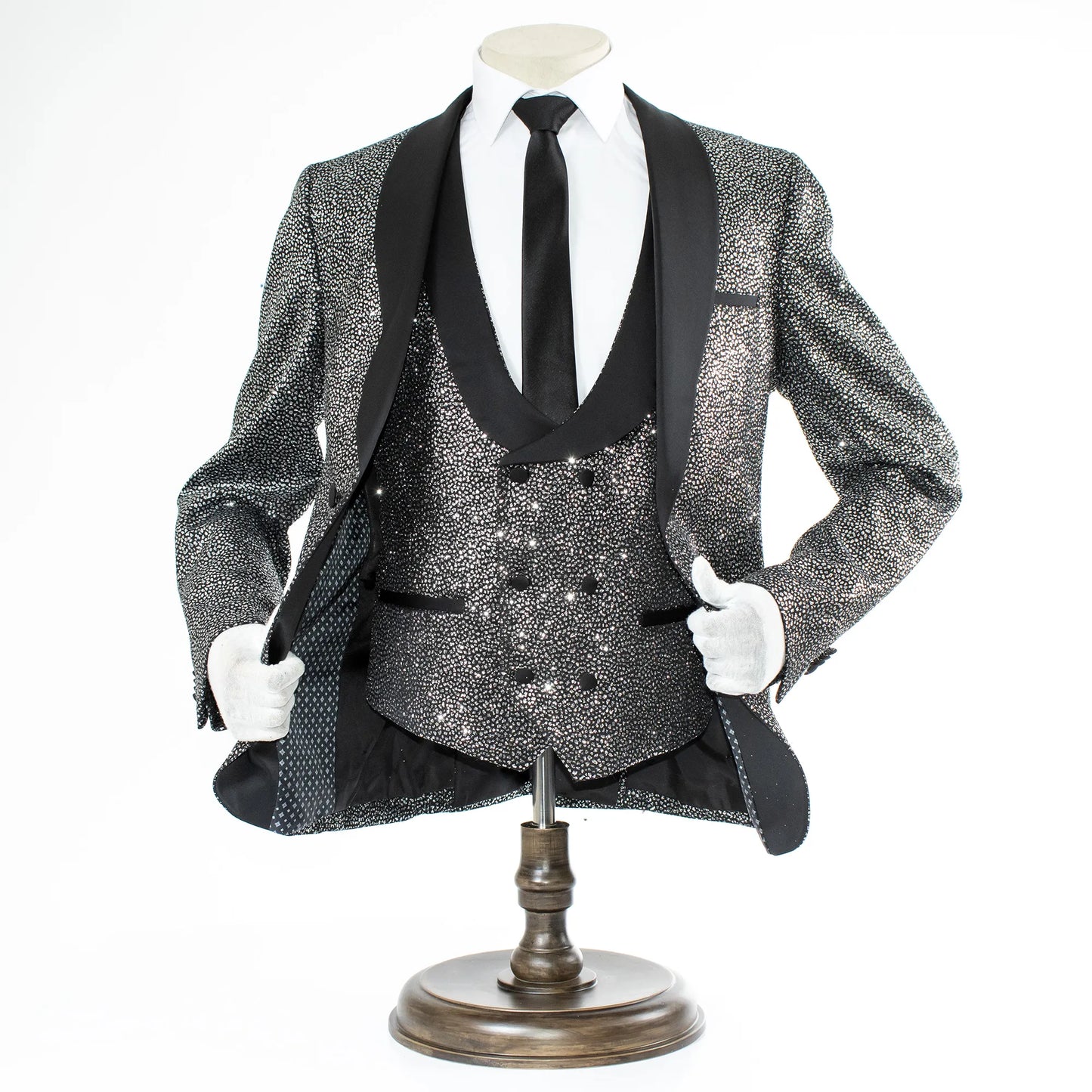 Men's Silver Flash Metallic 3-Piece Tailored-Fit Tuxedo