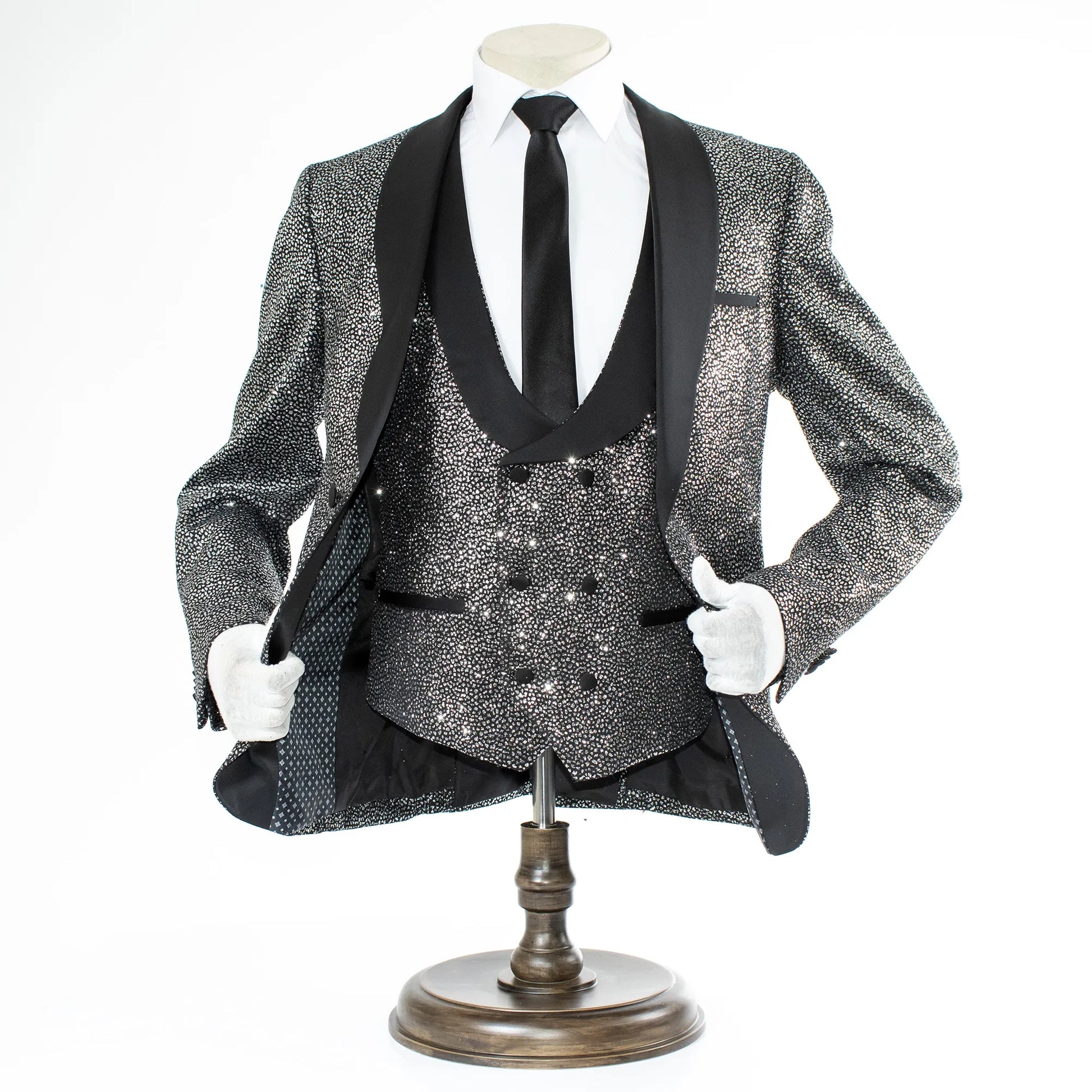Men's Silver Flash Metallic 3-Piece Tailored-Fit Tuxedo